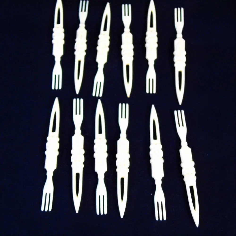 12 Vintage Mock Ivory Party Forks